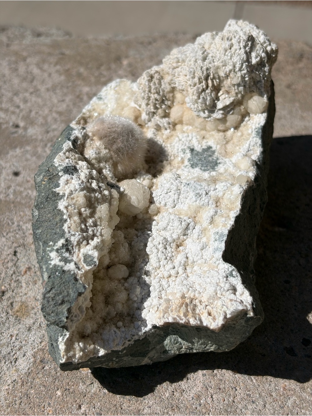 Natural Okenite Crystal Ball Zeolite Stilbite Cluster Basalt Matrix Mineral
